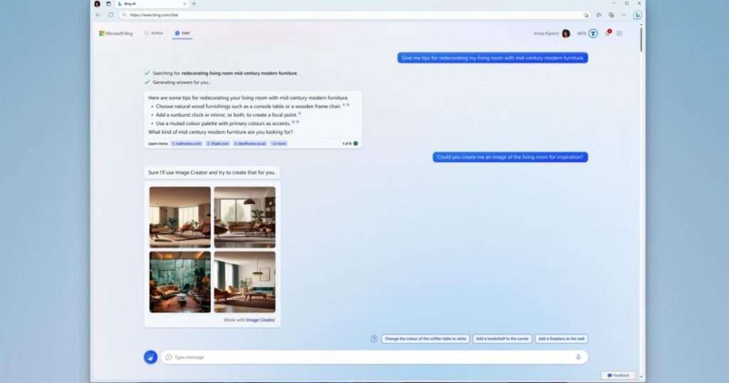 Microsoft incorporated DALL-E2 like feature in New Bing 1