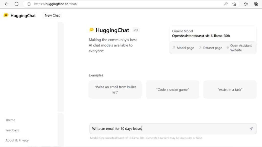 writing on prompt for huggingchat4