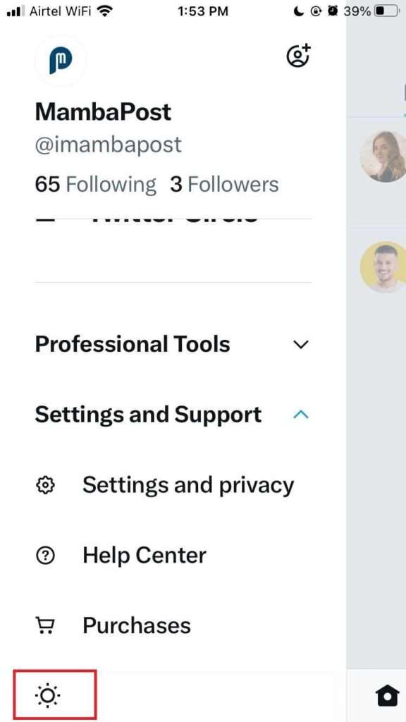 Set Dark Mode ON Twitter2