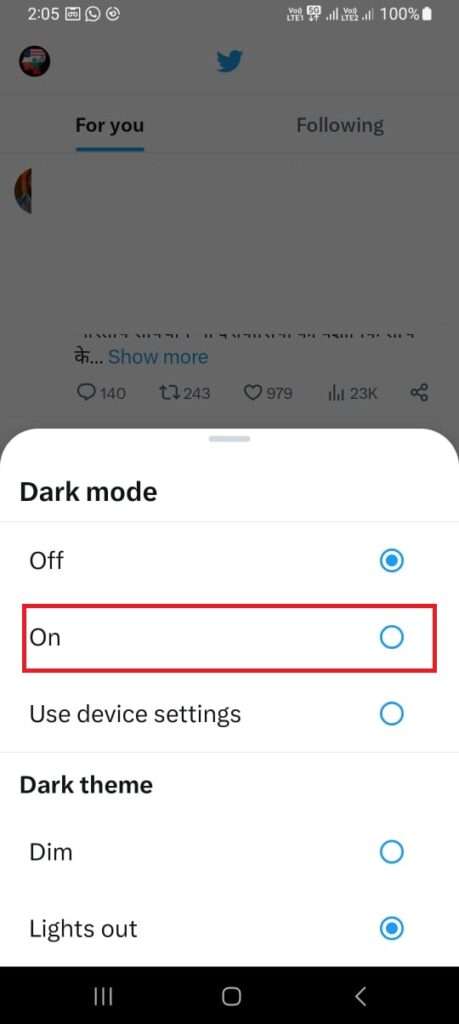Set Dark Mode ON Twitter8