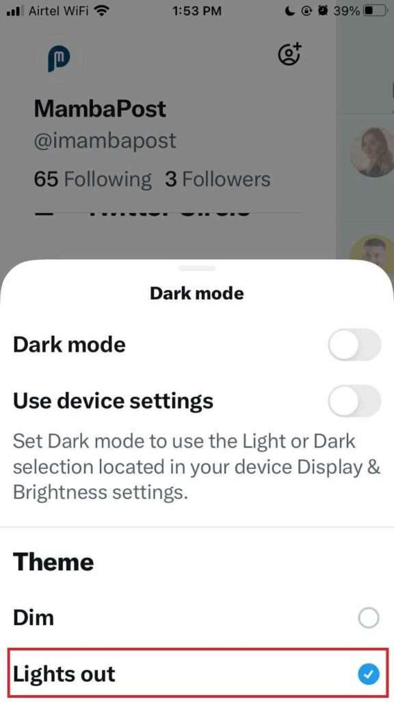 Set Dark Mode ON Twitter3