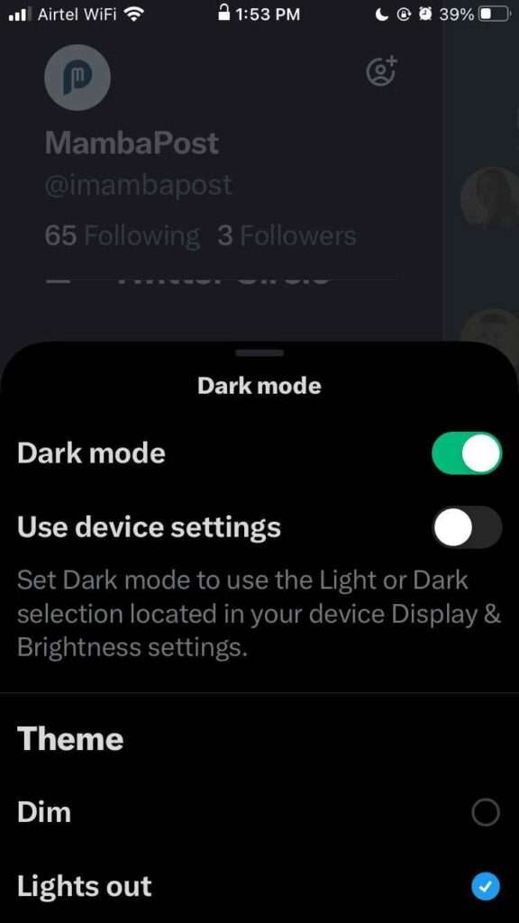 Set Dark Mode ON Twitter5