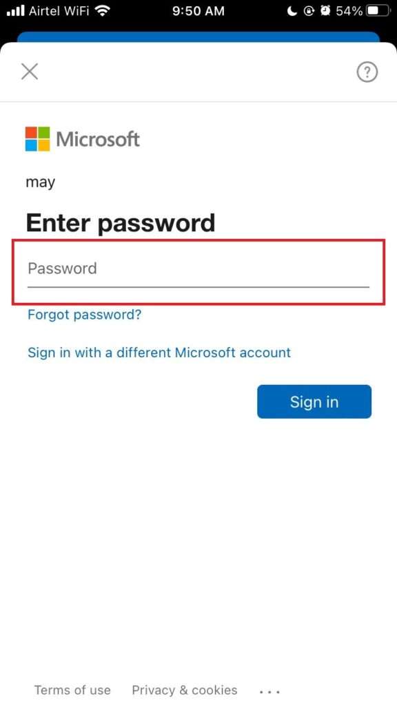 Change Outlook Passwords on Mobile6