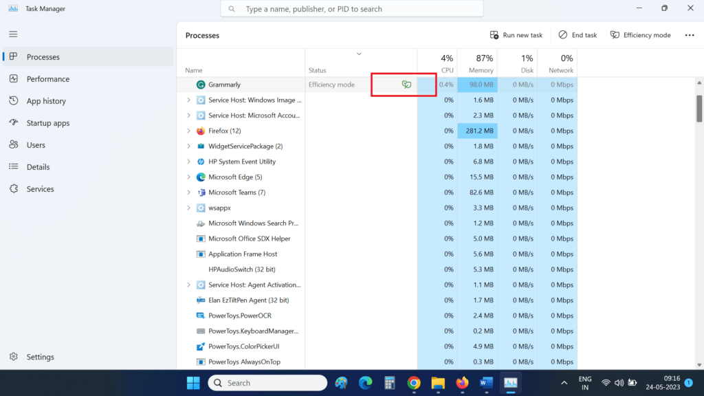 Efficiency mode in Windows 11 7