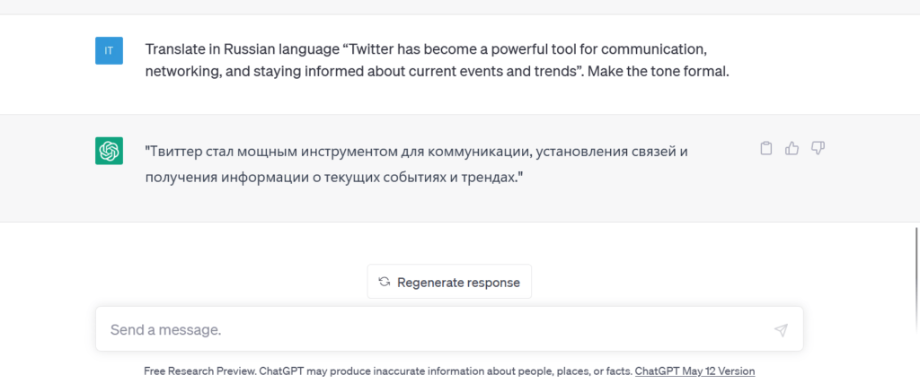 ChatGPT as Language Translation Tool1