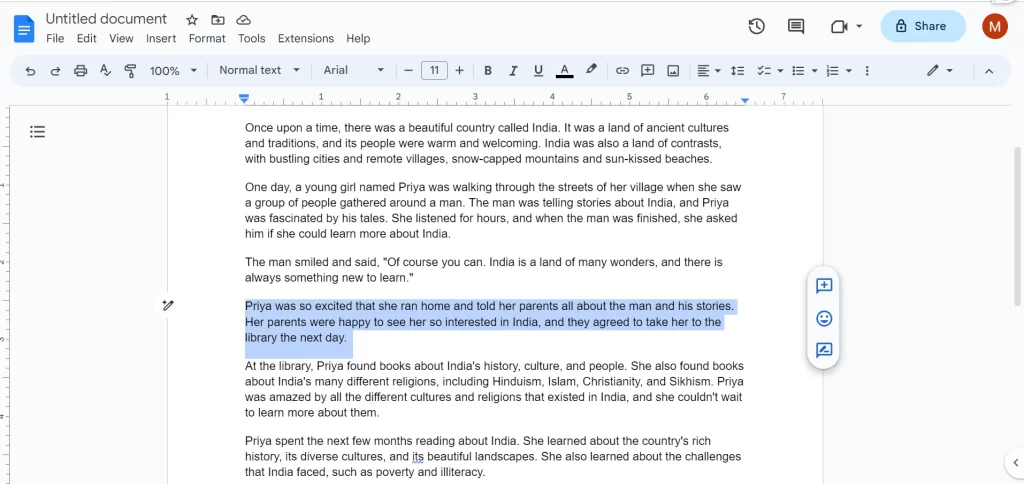 Refine any paragraph from Google Docs1