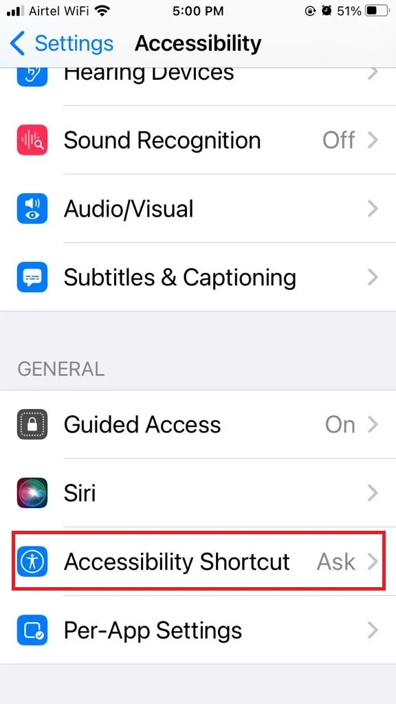 check marked in Accessibility Shortcut3