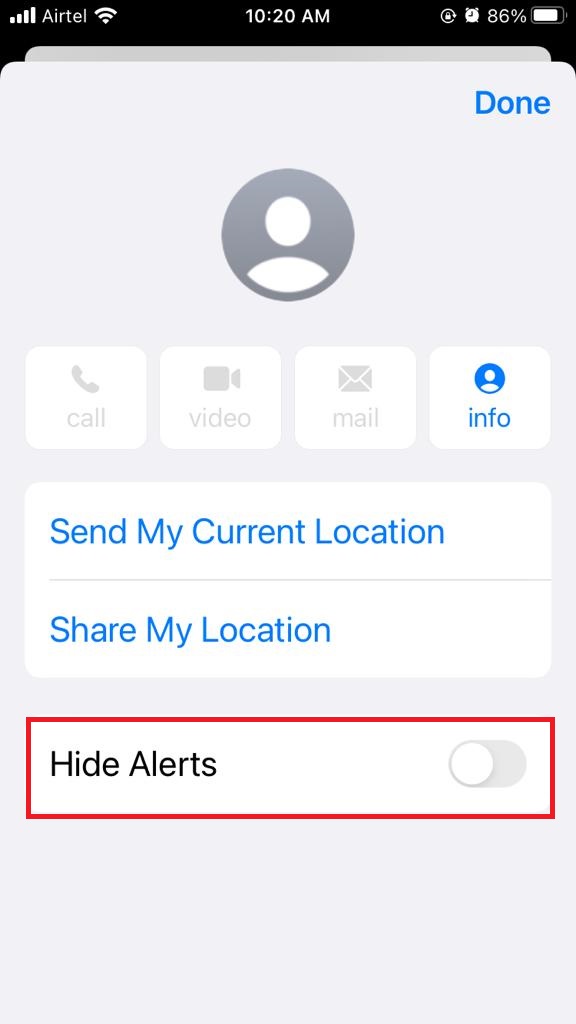 Hide Alerts in the Messages App4