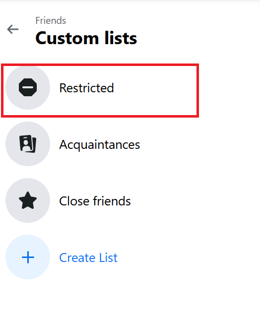 Create a Restricted List on Facebook4