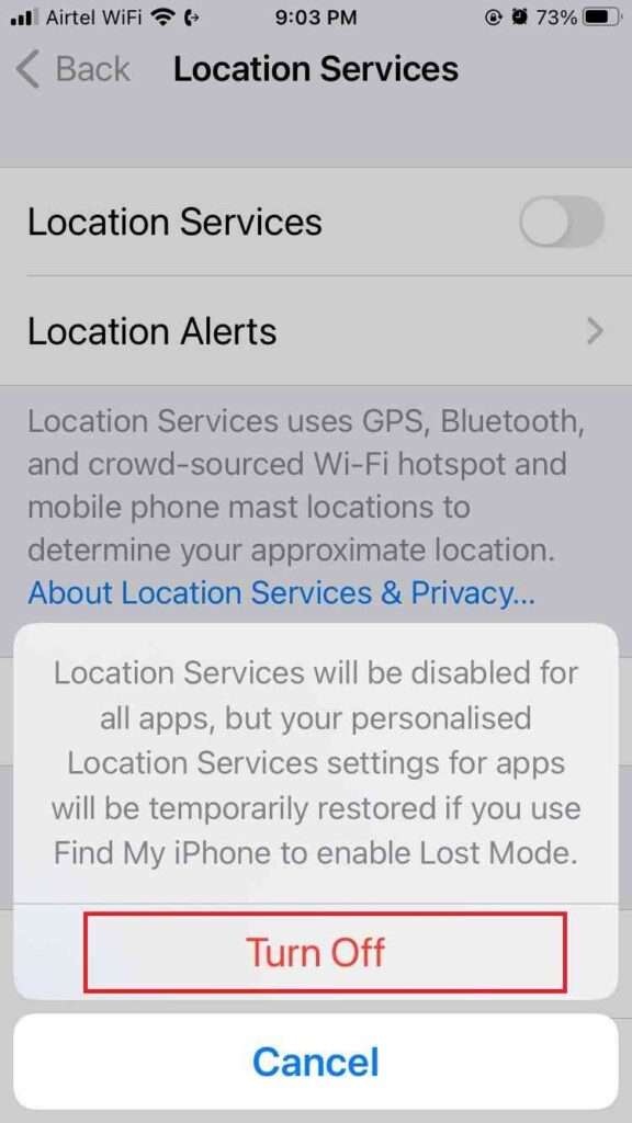 Disable Location Sharing Through Settings4