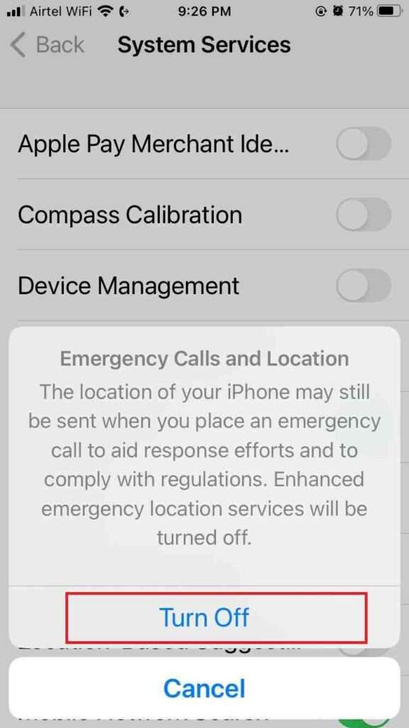 Disable Location Sharing for System Services5