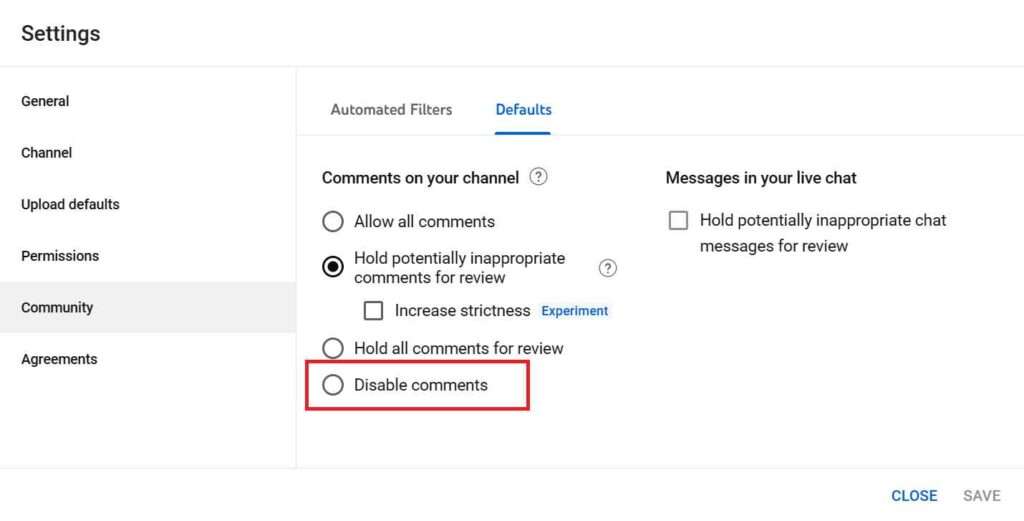 Disable Comments