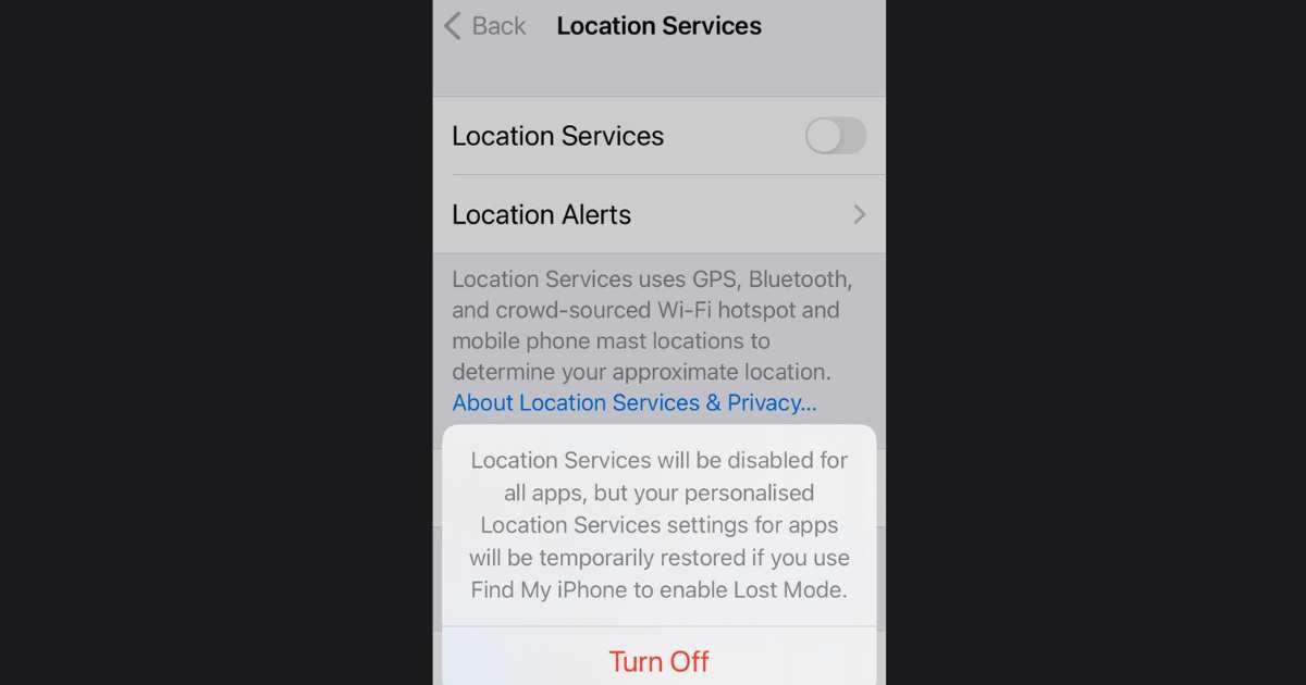 Disable Location Sharing on iPhone