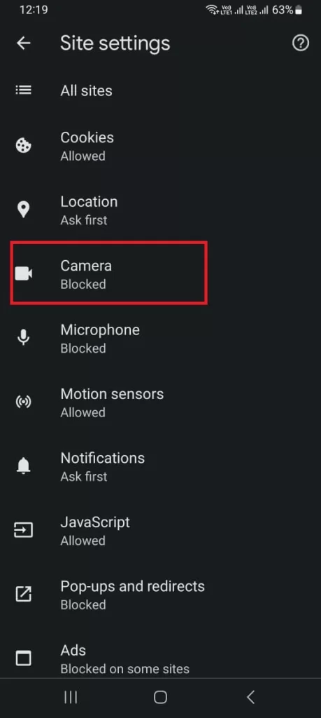 DISABLE CAMERA FOR CHROME BROWSER on Android5