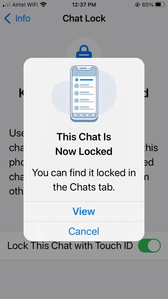 Lock WhatsApp Chat on iPhone9