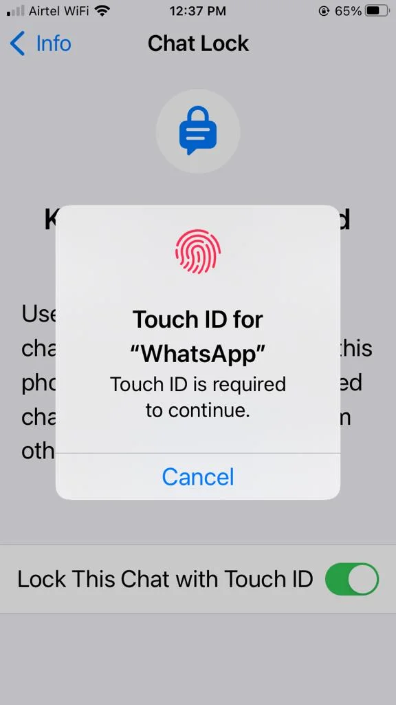 Lock WhatsApp Chat on iPhone15