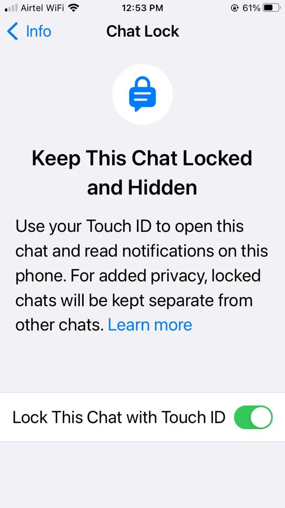 Lock WhatsApp Chat on iPhone16