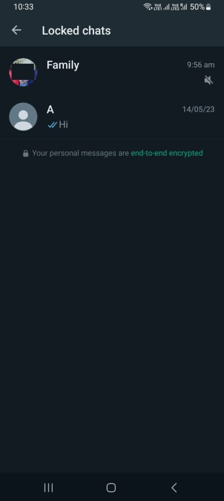 Lock WhatsApp Chat on Android10