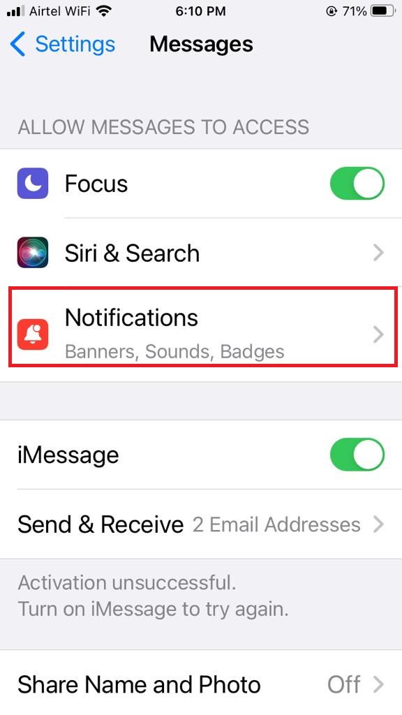 Hide the Notification Previews for the Messages app3