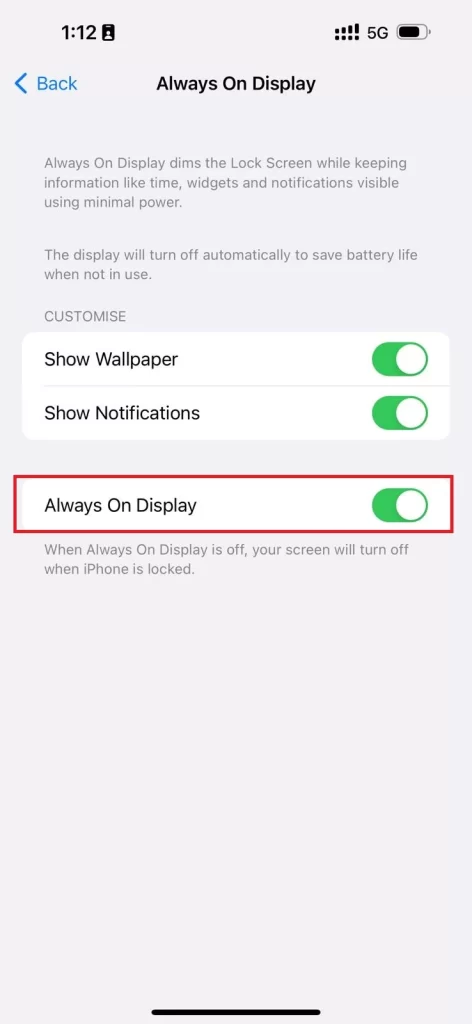 Turn-Off Always on Display 4