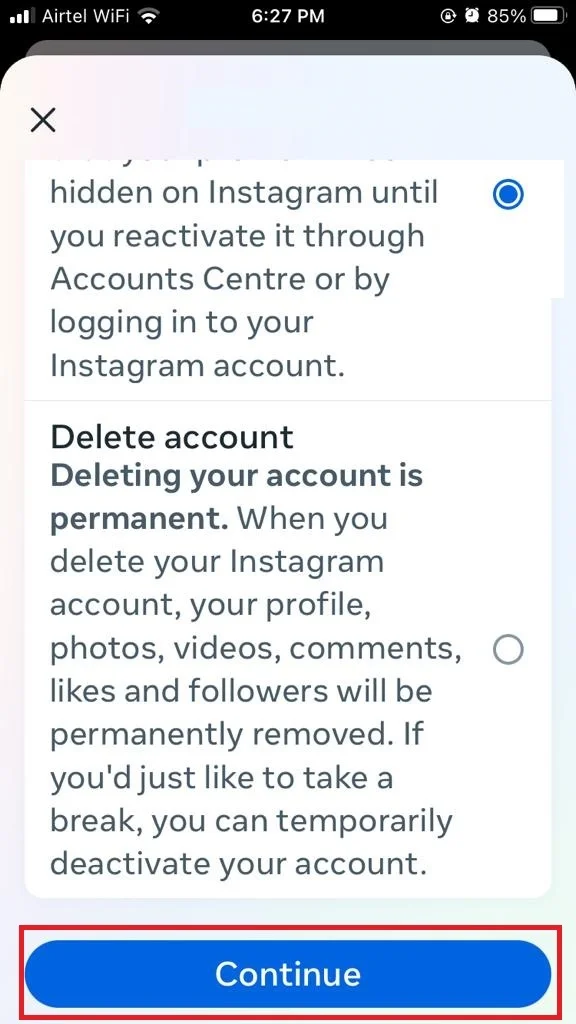 Deactivate and Delete  Instagram Account10