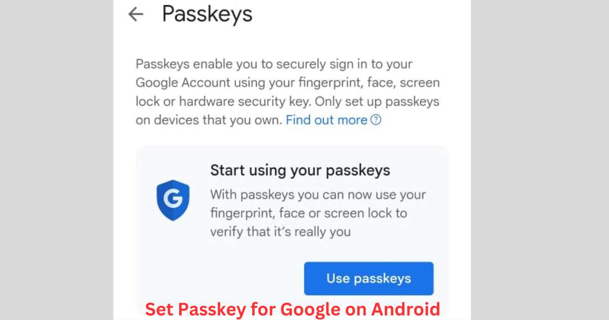 Set Passkey for Google on Android