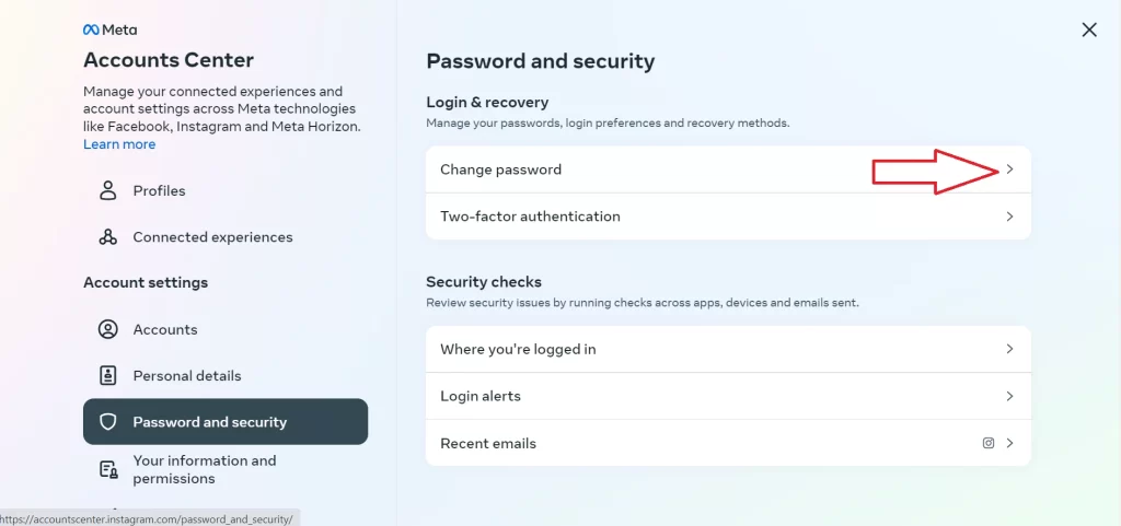 Change Insta pwd on Official Website5