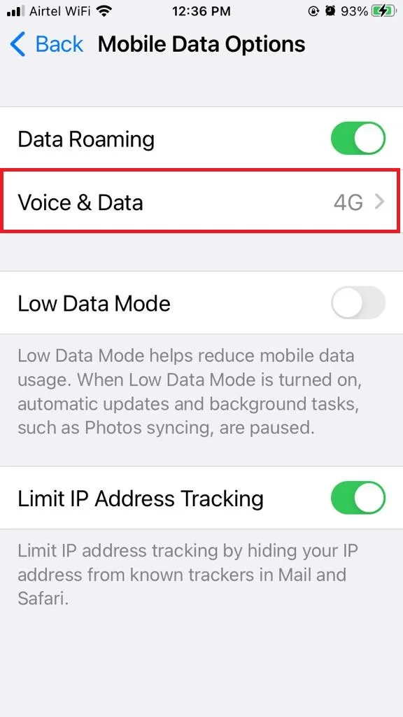 Select 4G or 5G Network Mode for Voice & Data3
