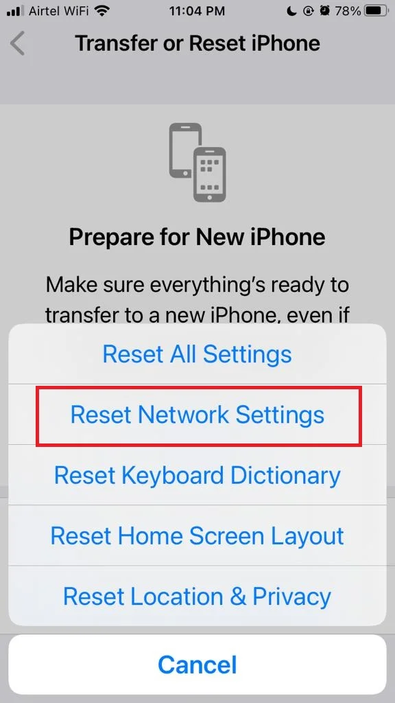 Reset Network Settings Messages2