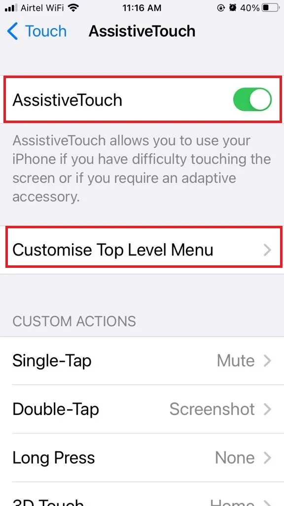 Customise Top Level Menu6