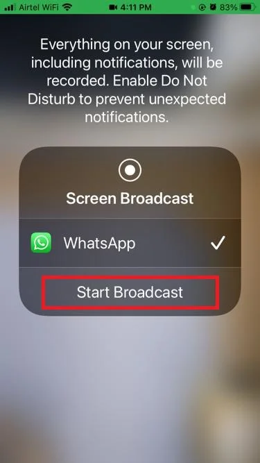 Share Screen on WhatsApp5