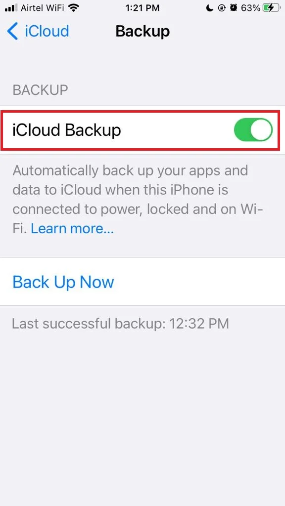 Take Backup Using iCloud3