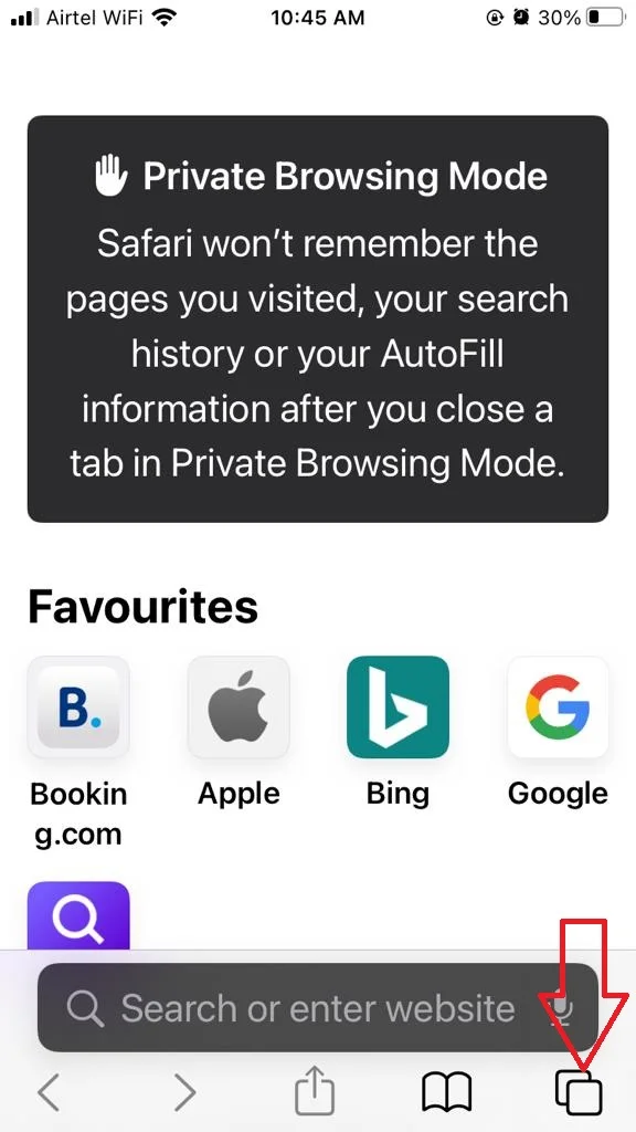 Turn off Incognito Mode on Safari2