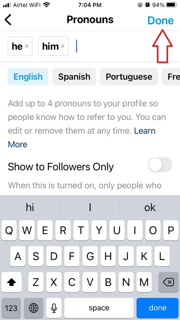 Set Pronouns to Instagram7