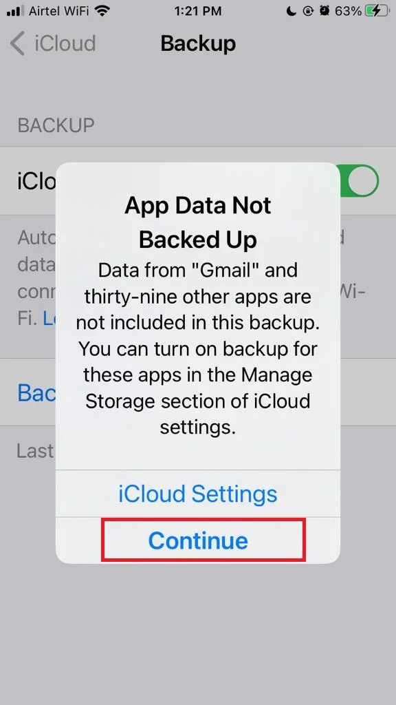 Take Backup Using iCloud5