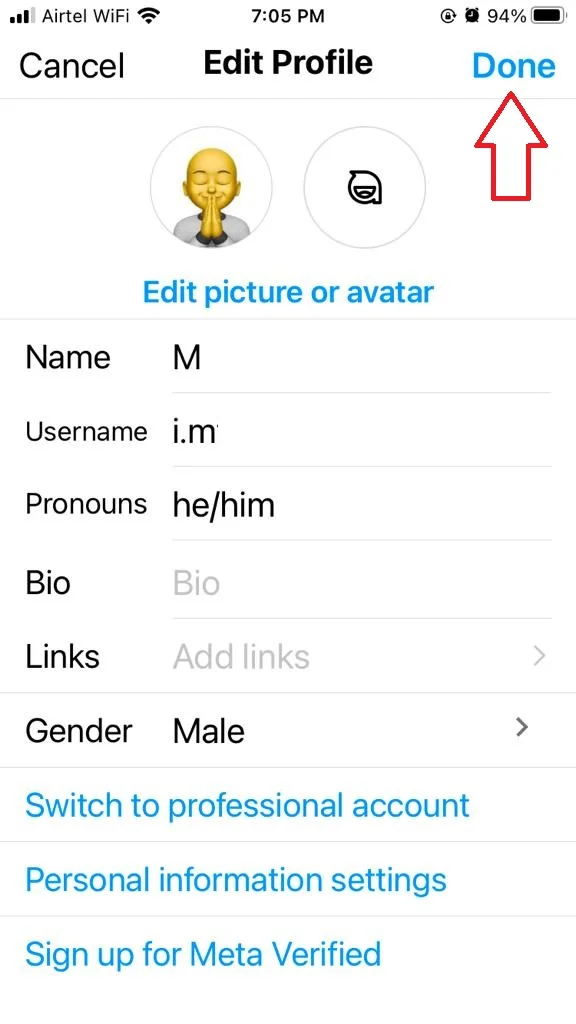 Set Pronouns to Instagram8