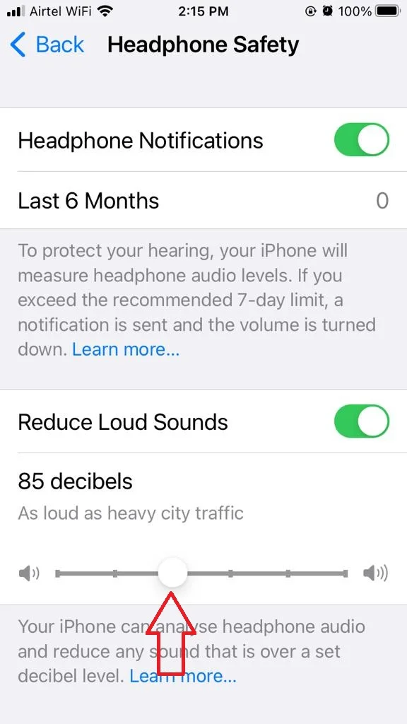 Enable Reduce Loud Sounds