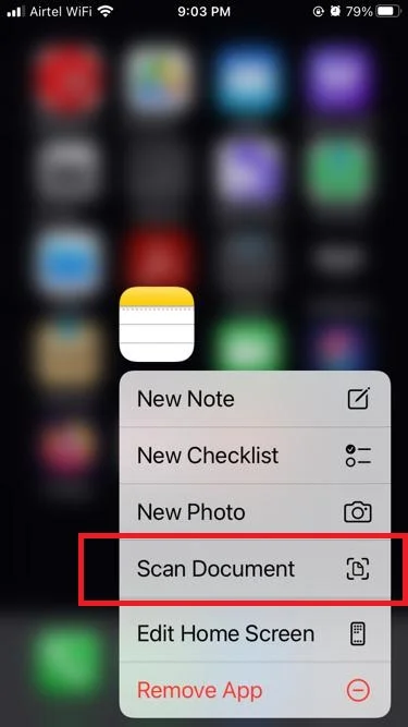Scan Document(s) Using Notes App1