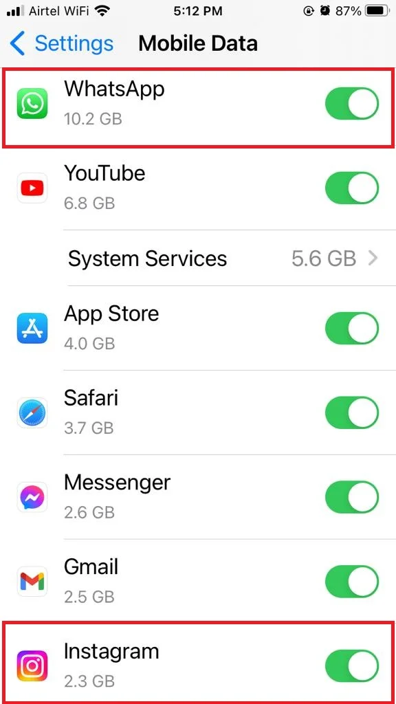 Disable Mobile Data for WhatsApp1