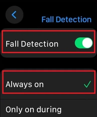 Set Fall Detection Feature1