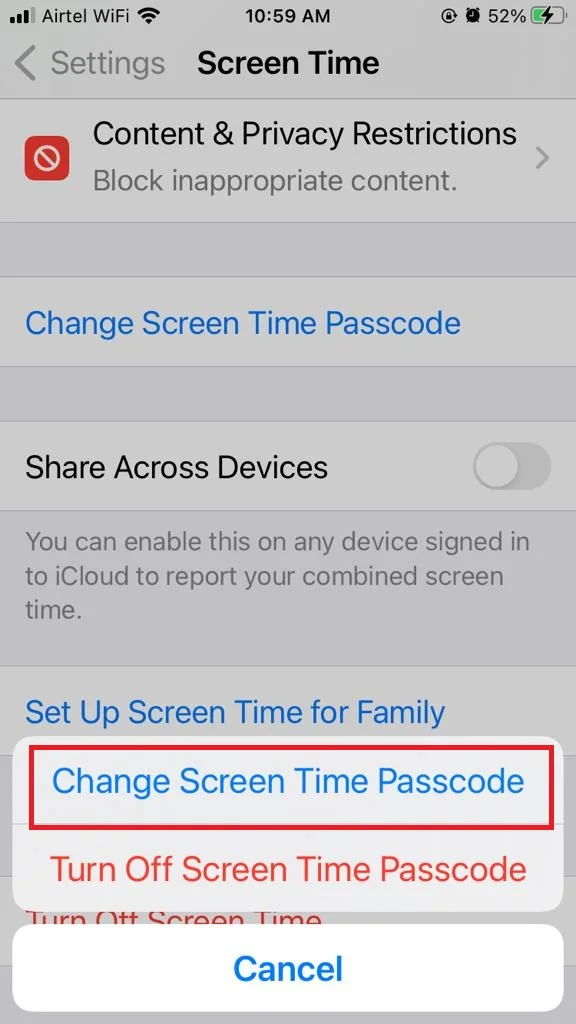 Change Screen Time passcode12