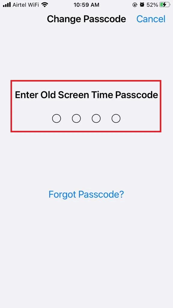 Change Screen Time passcode5