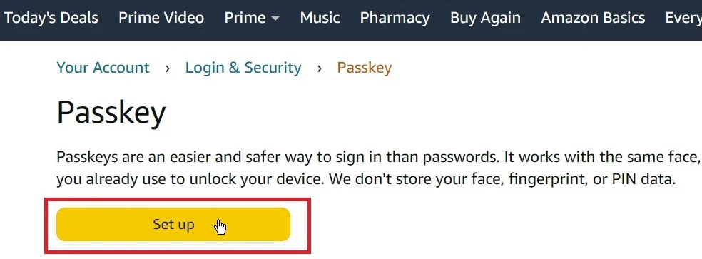 Set a Passkey on Your Amazon Account7