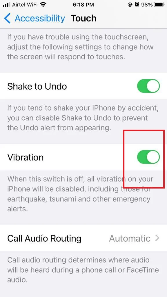 Disable Vibration on the iPhone1
