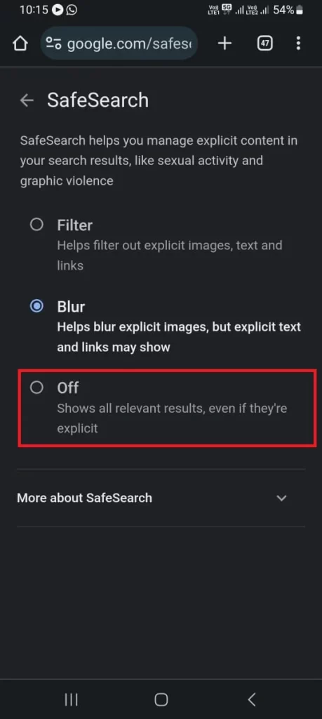 Disable the Google SafeSearch8