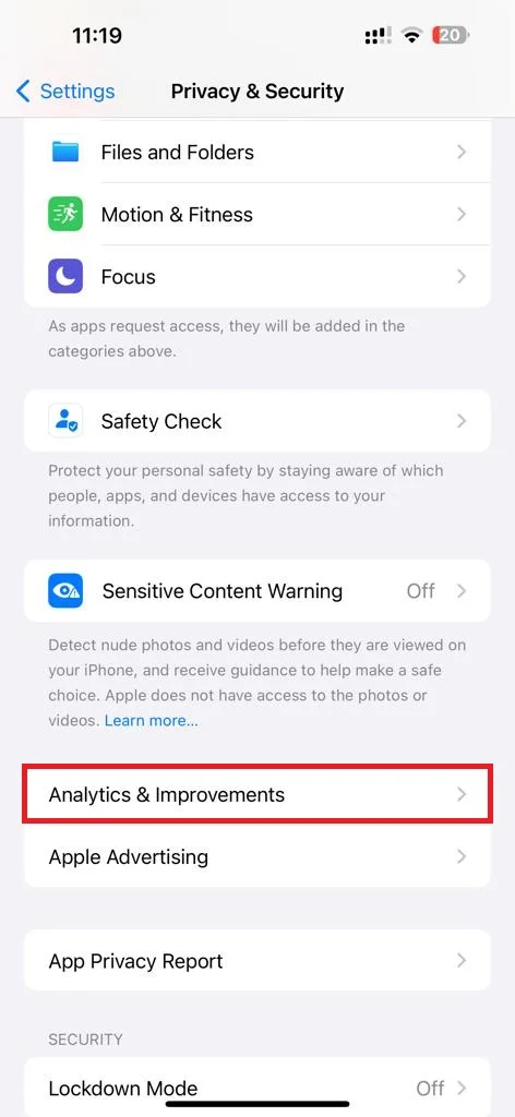 Enable iPhone Analytics Data2