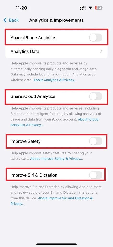 Enable iPhone Analytics Data3
