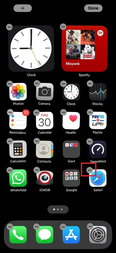 safari app removed from home screen