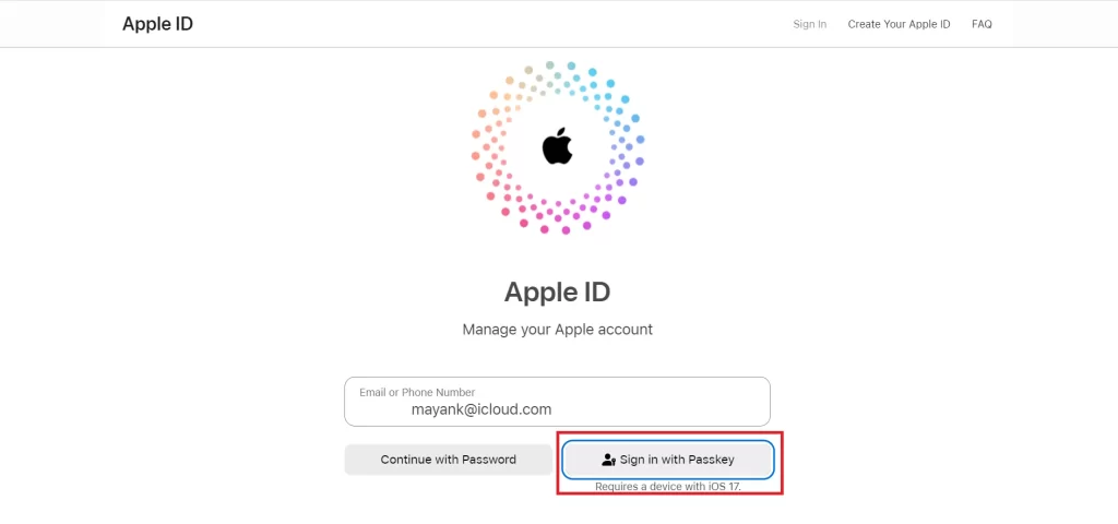 Sign in to Your Apple Account with Passkeys2