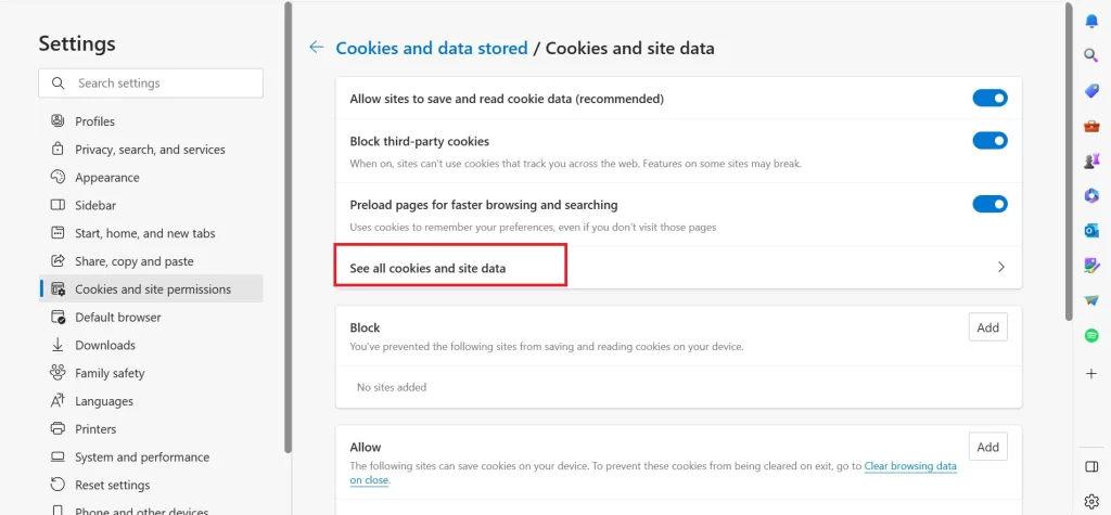 See All Cookies and Site Data on Edge5